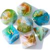 CiaraQ DND Polyhedral Dice Set with Dice Bag for Dungeons and Dragons RPG MTG Role Playing Table Games (Green Mixed White + Gold Font) view 1