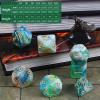 CiaraQ DND Polyhedral Dice Set with Dice Bag for Dungeons and Dragons RPG MTG Role Playing Table Games (Green Mixed White + Gold Font) view 3