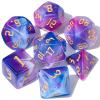 CiaraQ DND Polyhedral Dice Set with Dice Bag for Dungeons and Dragons RPG MTG Role Playing Table Games (Blue Mixed Purple + Gold Font) view 1