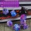 CiaraQ DND Polyhedral Dice Set with Dice Bag for Dungeons and Dragons RPG MTG Role Playing Table Games (Blue Mixed Purple + Gold Font) view 3