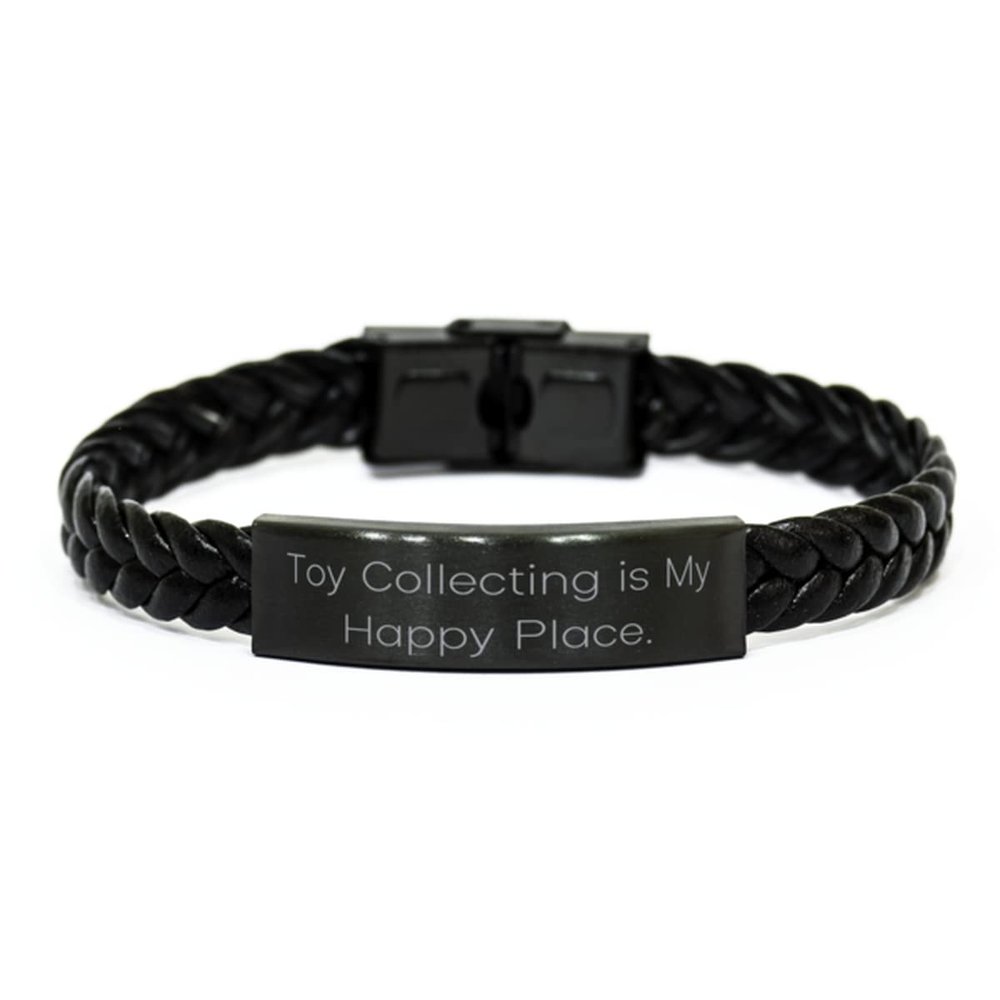 Cool Toy Collecting, Toy Collecting is My Happy Place, Toy Collecting Braided Leather Bracelet from