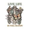 3 Skeleton Ribcage Sticker Live Life Full Bloom Bones Goth Bone Flowers Retro view 1