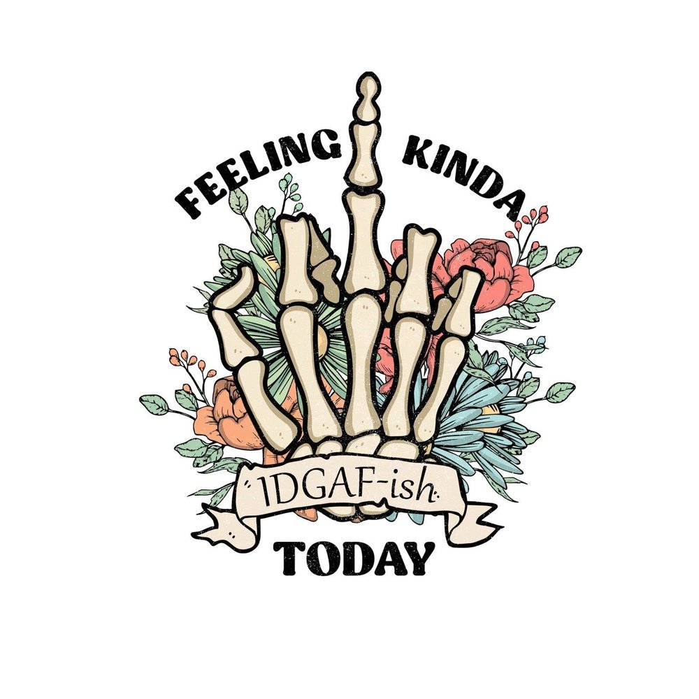 3 Skeleton Finger Sticker IDGAF Funny Bones Goth Bone Flowers Retro
