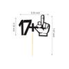 Arthsdite 17+1 Middle Finger Black Glitter Cake Topper - 18th Birthday Party Decorations - Funny Eighteen Years Old Birthday Party Supplies view 2