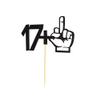 Arthsdite 17+1 Middle Finger Black Glitter Cake Topper - 18th Birthday Party Decorations - Funny Eighteen Years Old Birthday Party Supplies view 3