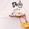 Arthsdite 17+1 Middle Finger Black Glitter Cake Topper - 18th Birthday Party Decorations - Funny Eighteen Years Old Birthday Party Supplies view 4