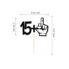 Arthsdite 15+1 Middle Finger Black Glitter Cake Topper - 16th Birthday Party Decorations - Funny Sixteen Years Old Birthday Party Supplies view 2