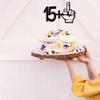 Arthsdite 15+1 Middle Finger Black Glitter Cake Topper - 16th Birthday Party Decorations - Funny Sixteen Years Old Birthday Party Supplies view 4