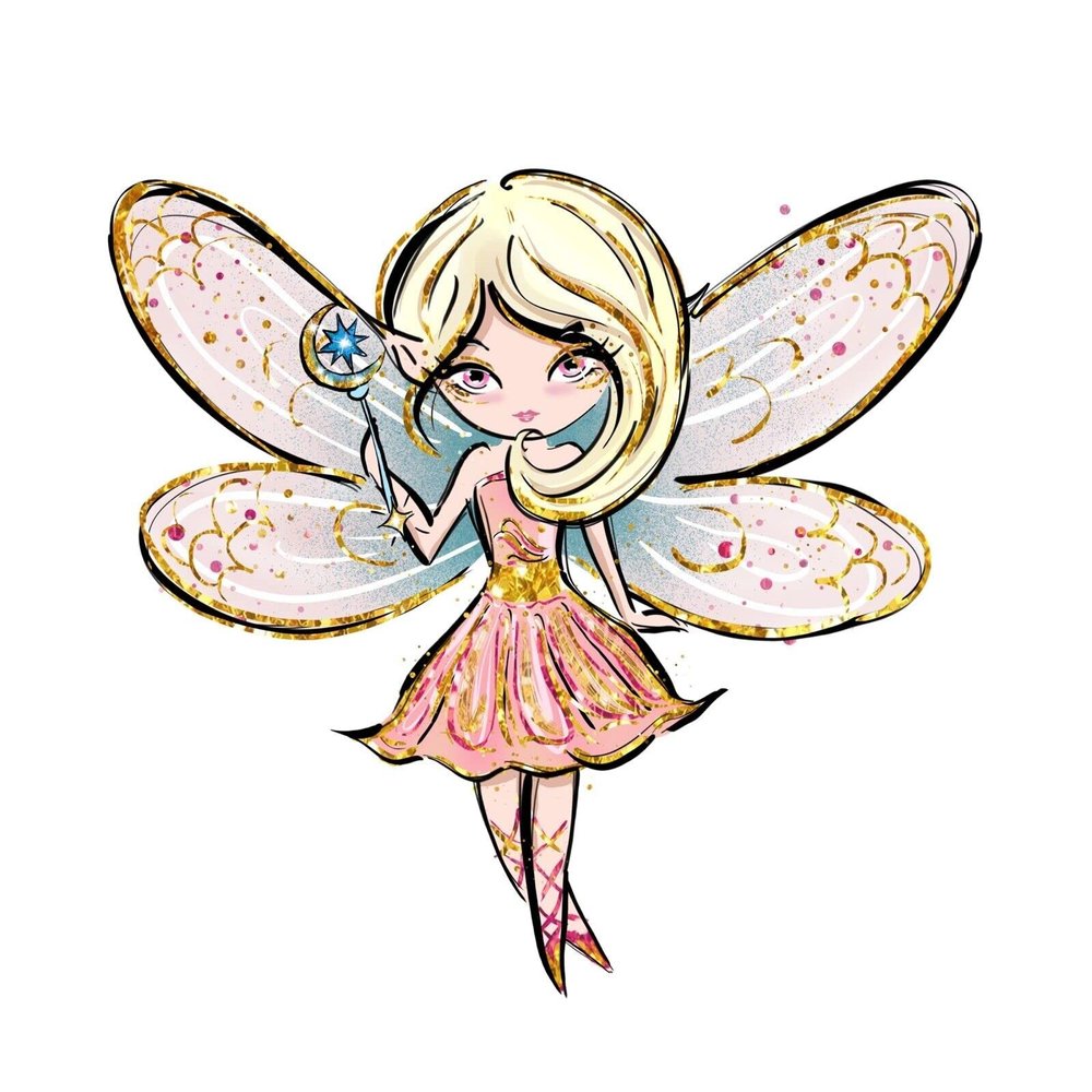 3 Cute Fairy Girl Sticker Magic Fantasy Tiny Faerie Fiction Wings Wand Blonde