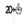 Arthsdite 20+1 Middle Finger Black Glitter Cake Topper - 21st Birthday Party Decorations - Funny Twenty One Years Old Birthday Party Supplies view 3