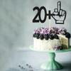 Arthsdite 20+1 Middle Finger Black Glitter Cake Topper - 21st Birthday Party Decorations - Funny Twenty One Years Old Birthday Party Supplies view 4