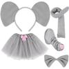 5 Pieces Elephant Costume Set Elephant Ears Headband Nose Tail Bow Tie Tutu Skirt Animal Fancy Dress Costume Kit Party Accessories for Halloween,Birthday,Christmas,Cosplay Dress Up Party Decorations view 1
