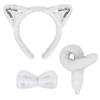 3 Pieces White Cat Costume Set Cat Glitter Ears Headband Tail and Bow Tie Animal Fancy Dress Cat Costume Kit Party Accessories for Halloween,Birthday,Christmas,Cosplay Dress Up Party Decorations view 1