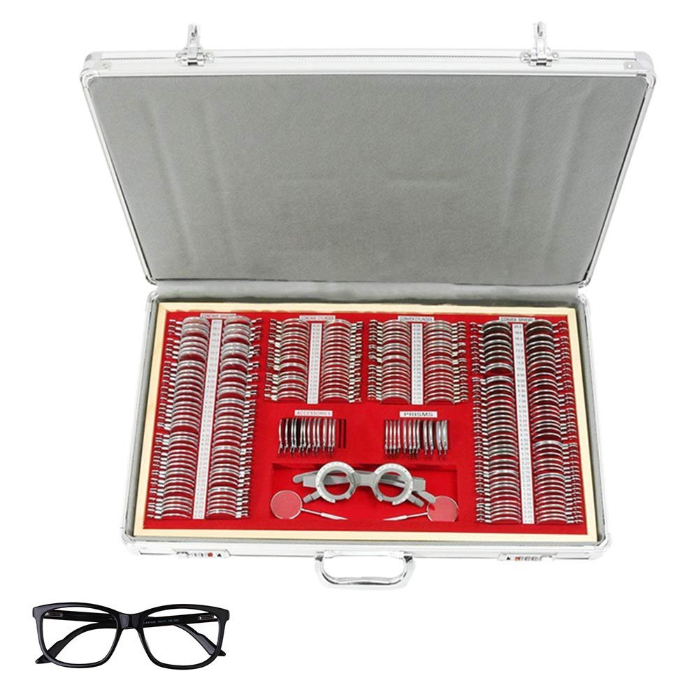 266 Pieces Optical Audition Set, Optometry Kit Metal Frame Aluminum Frame Audition Frame Audition Set with Shell Automatic Optometry Optometry Optical Audition Set