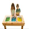 Noble Toys Wooden Toddler Triple Bin Sensory Table | Toddlers Activity Play for Outside | Sand and Water Table for Age 18 Months+ | Fill with Craft, Mud, and Sensory Toys | Large Outdoor Kids Kitchen view 1