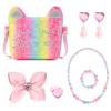 Mibasies Purse for Little Girls Dress Up Jewelry Pretend Play Kids Accessories Gifts Presents (Pink Rainbow1) view 2