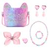 Mibasies Purse for Little Girls Dress Up Jewelry Pretend Play Kids Accessories Gifts Presents (Pink Purple Rainbow1) view 2