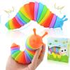 Cevioce Fidget Slug Toy, Sensory Slug Fidget Toy for Kids & Adults, 2 PCS Cute 3D Articulated Sensory Toys - Can Be Spliced, SafeExercise Wrist Strength & Stress Relief, Great Gift for ADHD Autism A view 1