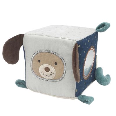 MON AMI Astro Dog Activity Cube | 5.5-Inch Soft Plush Interactive Cube Toy | Montessori Sensory Learning Toy for Babies & Toddlers | Perfect Newborn Essential for Birthdays & Baby Showers