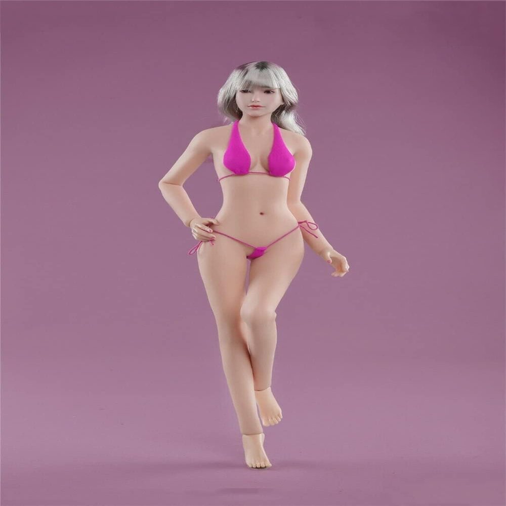 1/6 Scale Female Body, Young Girl Small Bust Tan Skin Flexible Seamless Action Figure Body Doll Collection (JO-Q05B-YS Tan Skin)