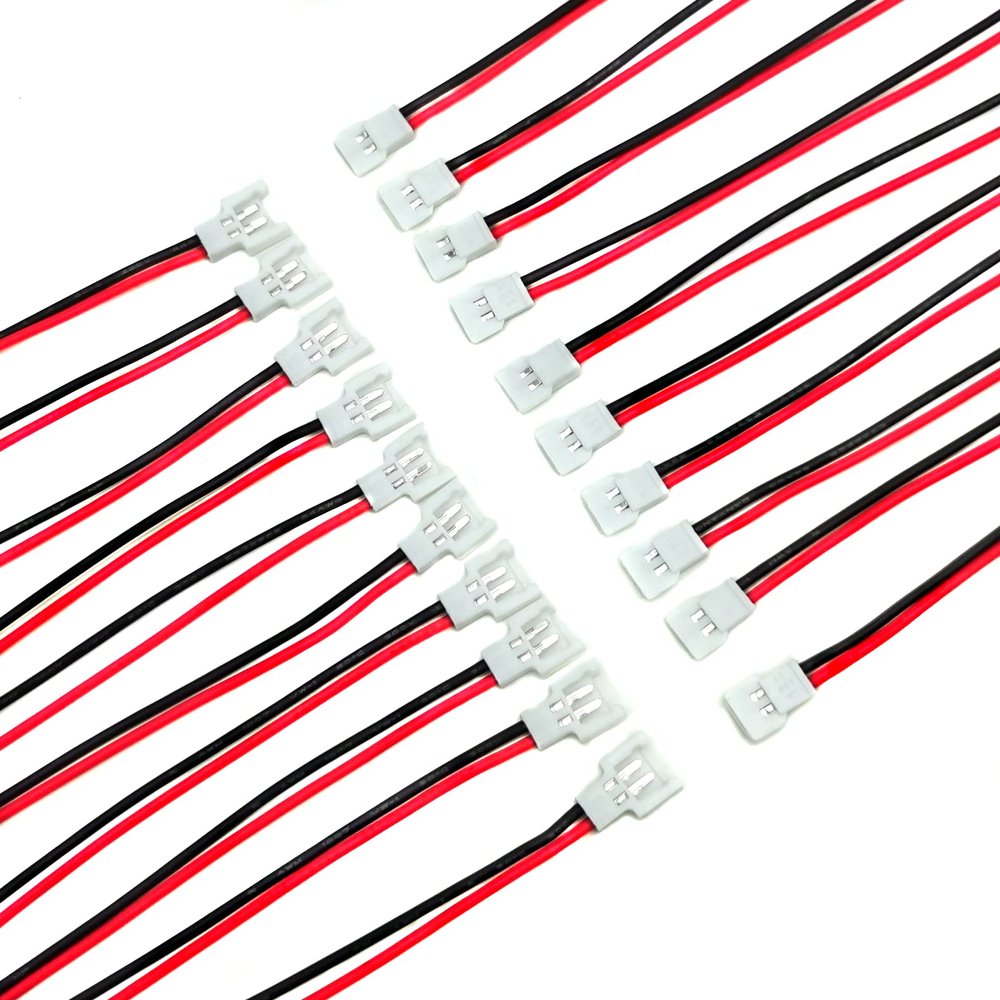 Babaobox 20pairs 24AWG JST 51005 2.0mm Spade 2Pin Cable Lead Plug Connector Male and Female with 150mm Wire Cables for 1S Battery Charging Drone
