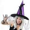 JUSTOTRY Magic Master Purple Witch Hat for Halloween Party Hats for Women & Girls Women's Witch Hats with Roses & Feathers(Purple) view 4