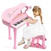 Conomus 31 Keys Piano Keyboard Toy for Kids, Birthday Gift for 1 2 Year Old GirlsPink Musical Piano Toy for Toddlers with Microphone and Stool view 1