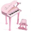 Conomus 31 Keys Piano Keyboard Toy for Kids, Birthday Gift for 1 2 Year Old GirlsPink Musical Piano Toy for Toddlers with Microphone and Stool view 2