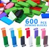 OBTANIM 600 Pcs Colorful Wooden Domino Blocks Set Tile Bulk Building Racing Stacking Games Educational Toys for Kids Birthday Party Favor view 2