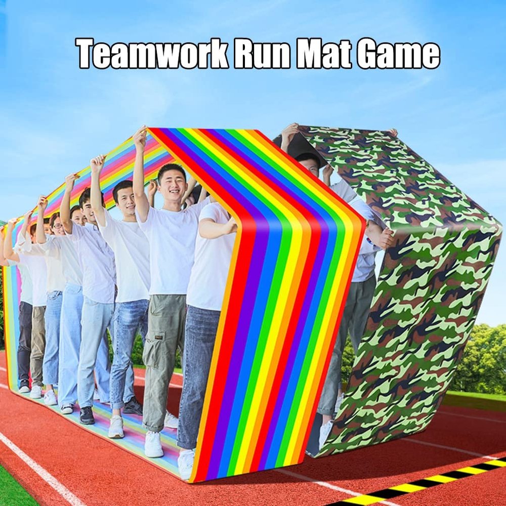 Teamwork Games Playing Run Mat, Kids Adult Teamwork Group Learning Game Activity Rolling Run Mat (Size : Adult-6M)