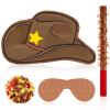 Lewtemi 15.7 Inch Cowboy Hat Piata Western Cowboy Theme Birthday Party Decors Favors with Blindfold Stick Confetti Photo Prop Candy Holder Valentine Party Supplies(Simple) view 1