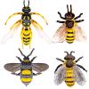 Bbiamsleep 4 Pcs Bee Figurine Set Realistic Bee Figure Honeybee Figurines Bees Model Various Bees Model Fake Bees Animal Figures Insect Toy for Science Project Cake Topper view 1