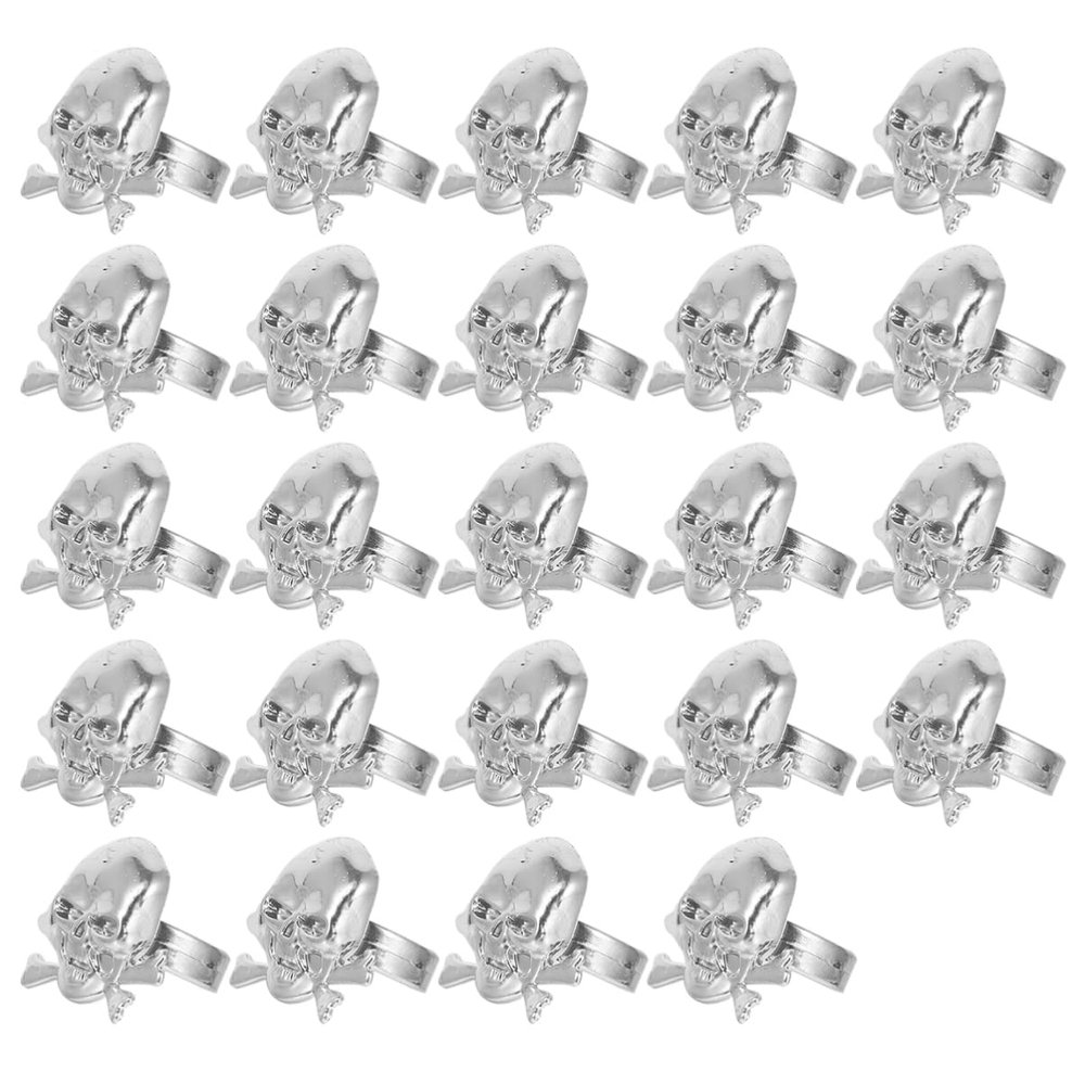Homoyoyo 24pcs Halloween Ring Pirate Skull Costume Ring Plastic Pirate Decorative Skulls Toys Halloween Party Props for Kids Children Cosplay Supplies