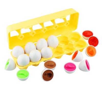 Dimple 12 PCS Vegetable Egg Matching Toy with Holder STEM Easter Eggs, Educational Shape & Color Sorting Puzzle, Plastic Easter Eggs, Baby Easter Basket Stuffers, Easter Gifts for Kids
