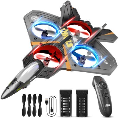 4DRC V17 Foam Remote Control Airplanes Rc Planes for Kids Adults 4-7 8-16, Remote Control Planes Fighter Jet with Light, 360 Flip Fighter Jet Toy, Gravity Sensing, Stunt Roll, Gifts for Kids Boys