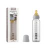 BIBS Baby Glass Bottle. Anti-Colic. Round Natural Rubber Latex Nipple. Supports Natural Breastfeeding, Complete Set - 225 ml, Cloud view 1