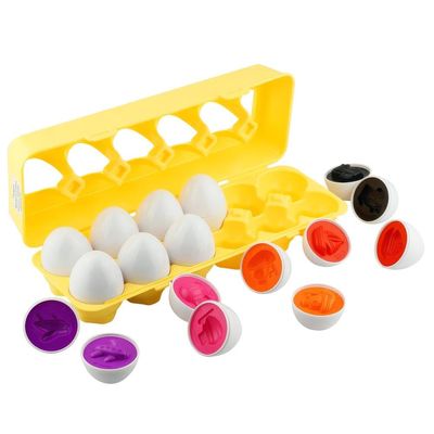 Dimple 12 PCS Vehicle Car Egg Matching Toy with Holder STEM Easter Eggs, Educational Shape & Color Puzzle, Plastic Easter Eggs, Easter Basket Stuffers, Easter Gifts for Kids & Toddlers