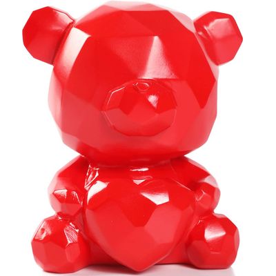 Bear Piggy Bank, Cute Geometry Money Bank, Unbreakable Coin Bank for Girls and Boys, Great Birthday GiftBear Red