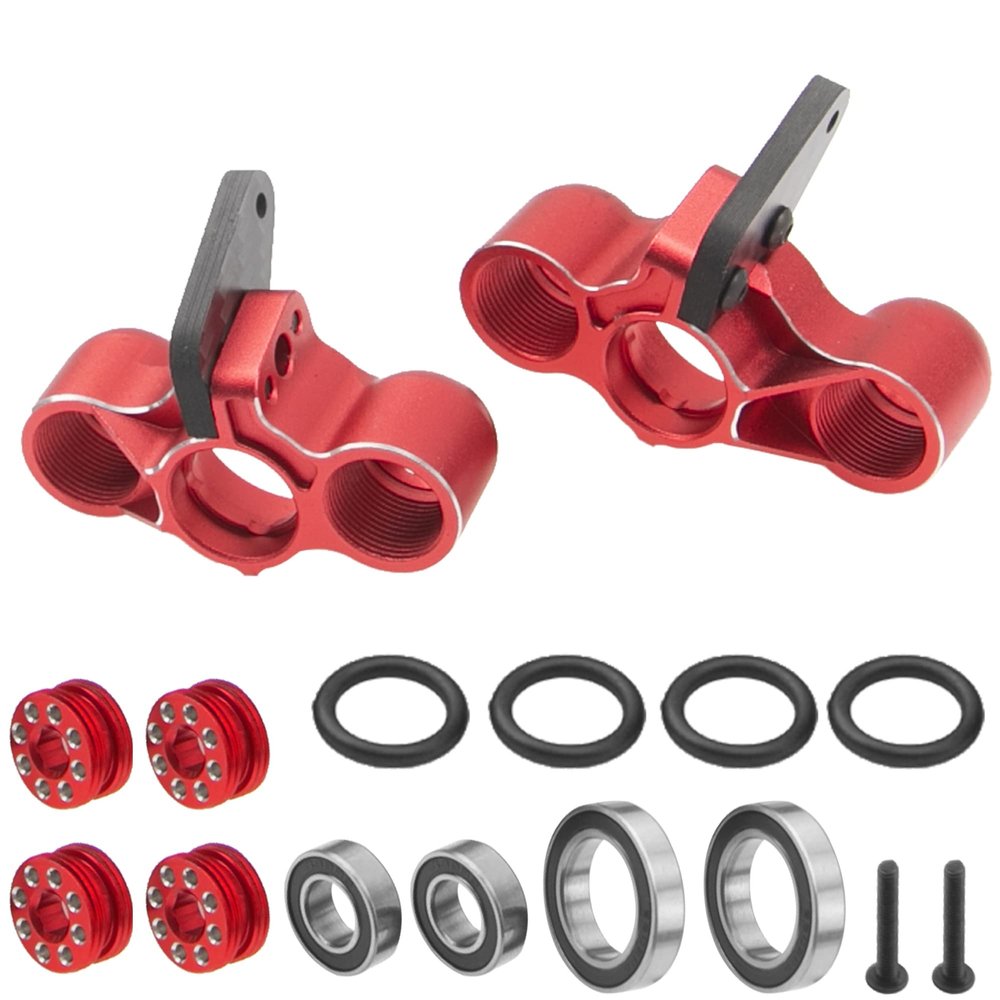 ShareGoo RC Front Hub Steering Knuckles Carriers Caster Blocks Upgrades Part Compatible with Arrma 1/8 Typhon Talion 6S BLX 1/7 Felony Mojave Infraction Limitless 6S BLX,Replace of AR330187 (Red)