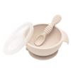 Bumkins Feeding Set with Suction, Includes Spoon and Lid, Training Essentials for Baby-Led Weaning, Toddler Self-Feeding, Babies Eating at 4 Mos Up, Beige view 1