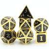 HEIMDALLR Metal D&D Dice Set 7 pcs - Dice Box & Velvet Dice Bag; Metal DND Dice Set D&D (Dungeons and Dragons) w D20 - Blacksmith Craft Dice (Obsidian) view 1