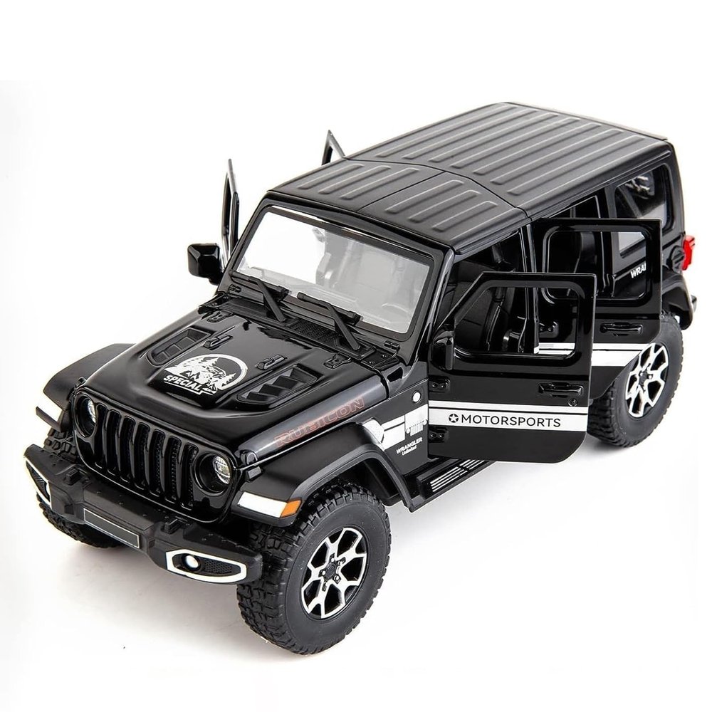 BDTCTK Off-Road 7 Door for Wrangler Diecast Toy Car Model, 1/22 Scale Metal Alloy Vehicle for Kids Boys Girls Adults, Doors Open, Light and Sound, Gifts Black