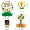 ANGOLIO 12PCS Cross Shaped Honeycomb Decorations - Floral Baptism Table Centerpieces for Christian Celebrations, Baby Shower & Religious Party Supplies view 2
