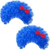 Jutom 2 Pieces Blue Wig Afro Wig Funky Thing Fuzzy Costume for Halloween Outfit Party Accessories 100th Day(Royal Blue) view 1