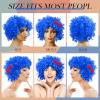 Jutom 2 Pieces Blue Wig Afro Wig Funky Thing Fuzzy Costume for Halloween Outfit Party Accessories 100th Day(Royal Blue) view 3