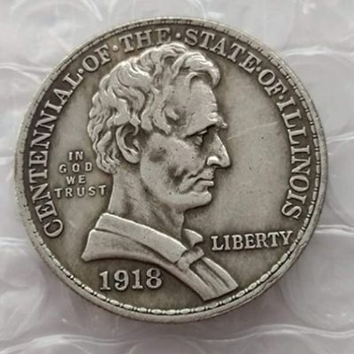 Rare 1918 American USA United States Lincoln Half Dollar Antique Restrike Cool Coin. Explore Now!
