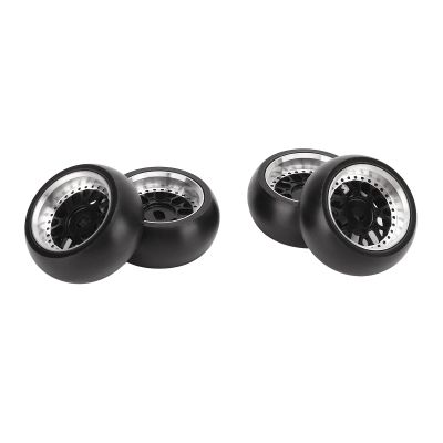 Dilwe 4pcs RC Drift Tires, RC Drift Wheels RC Vehicle Wheels Sets, Aluminum Alloy Drift Car Tyre for 1/28 RC Car RC Accessories(Black)