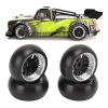 Dilwe 4pcs RC Drift Tires, RC Drift Wheels RC Vehicle Wheels Sets, Aluminum Alloy Drift Car Tyre for 1/28 RC Car RC Accessories(Black) view 4
