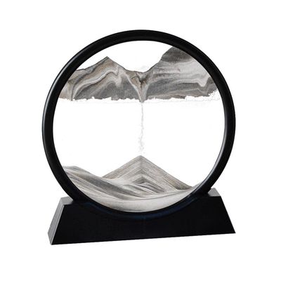 Arthink Moving Sand Art Picture in Motion Round Glass 3D Deep Sea Landscape, Dynamic Sand Art Sandscapes, Sensory Relaxing Desktop Table Decor Desk Decor Art Desk (12 inch, Black)