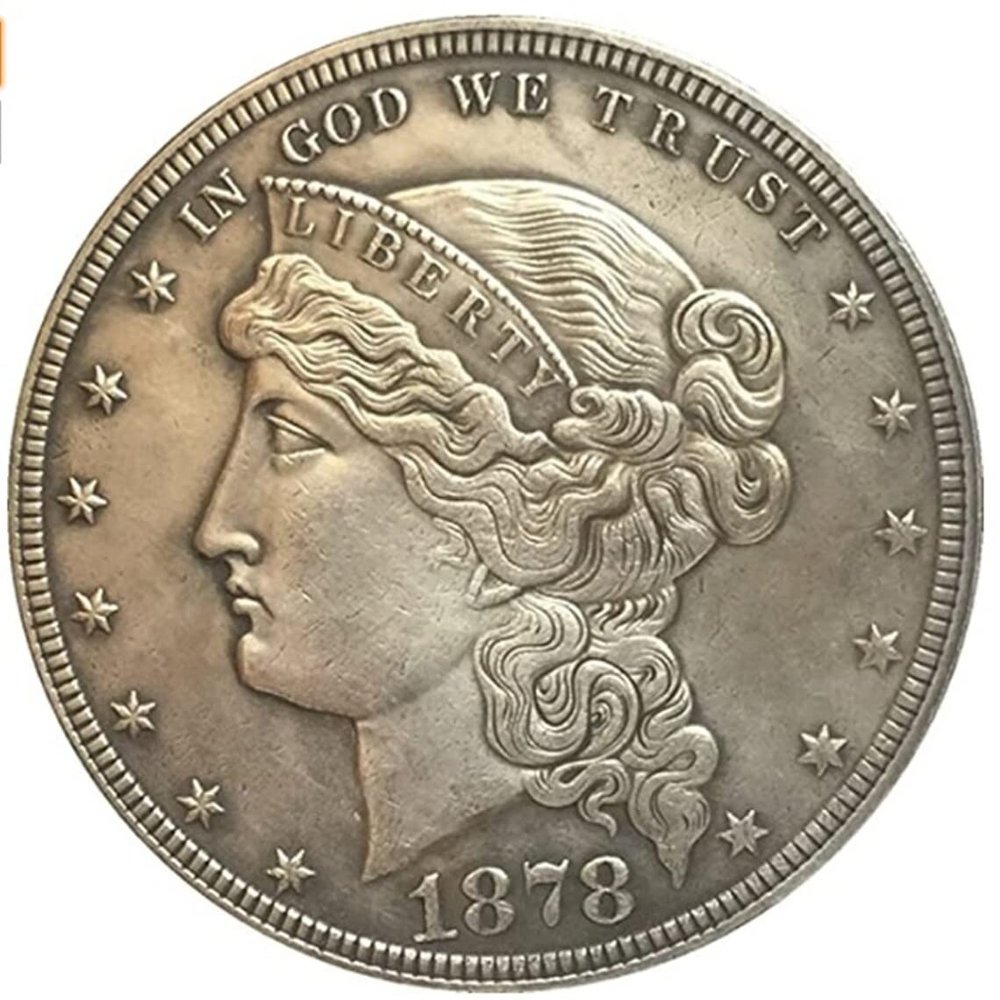 Rare 1878 Liberty USA United States American Dollar Antique Restrike Silver Color Coin. Explore Now!